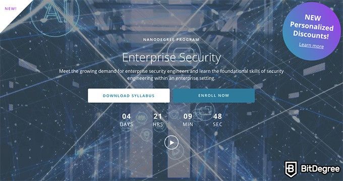 Online information technology degree: Enterprise Security Nanodegree on Udacity.