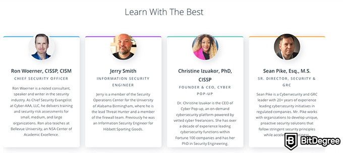 Online information technology degree: Introduction to Cybersecurity Nanodegree instructors.