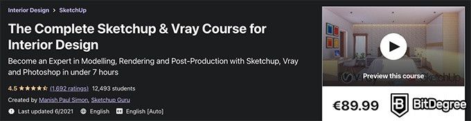 Курсы дизайна интерьера: полный курс Sketchup и Vray.