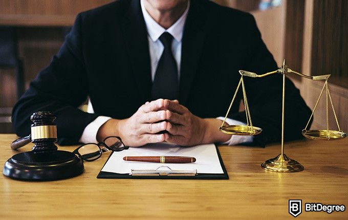 Online Law Courses: lawyer at his desk.