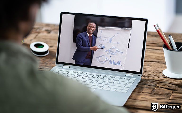 Virtual learning: man studying online