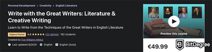 Online literature course: write with the great writers: literature and creative writing.