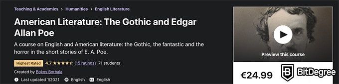 Online literature courses: American literature: the gothic and Edgar Allan Poe.