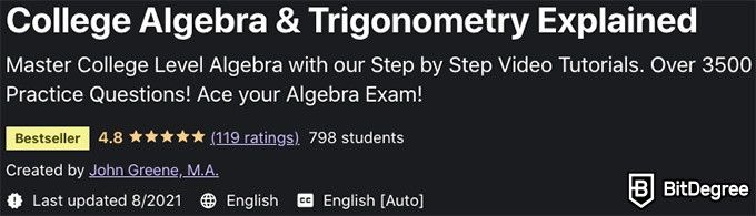 Online Math Courses: algebra and trigonometry class