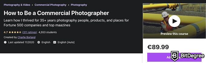 Online photography classes: how to be a commercial photographer course