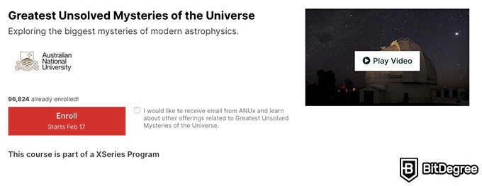 Online physics courses: greatest unsolved mysteries of the universe