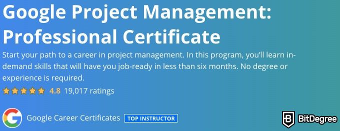 Online Project Management Degree: google project management course.