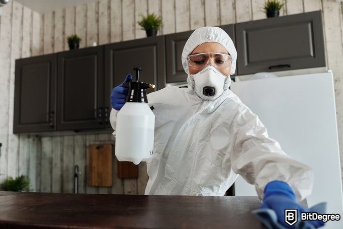 Online public health degree: disinfecting a table