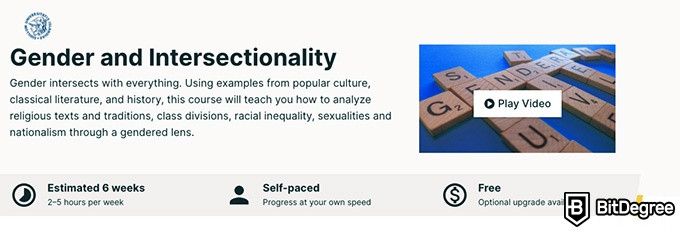 Online social sciences degree: Gender and Intersectionality course on edX.