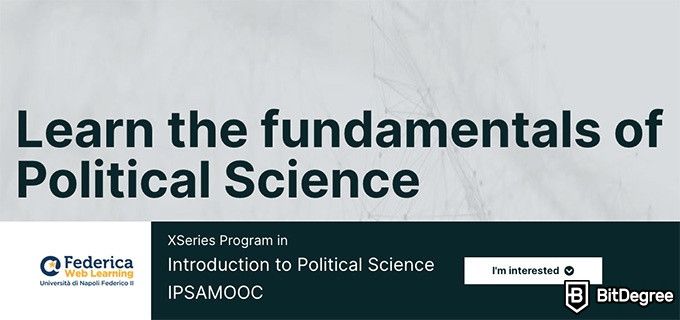 Online social sciences degree: Introduction to Political Science IPSAMOOC XSeries program on edX.