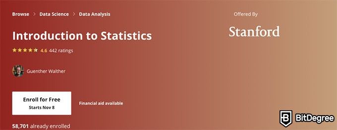 Online statistics course: introduction to statistics.