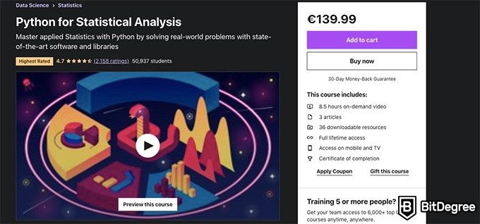 Online statistics course: python for statistical analysis.