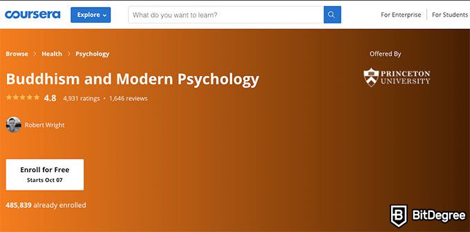 普林斯顿大学在线课程：佛教与现代心理学。