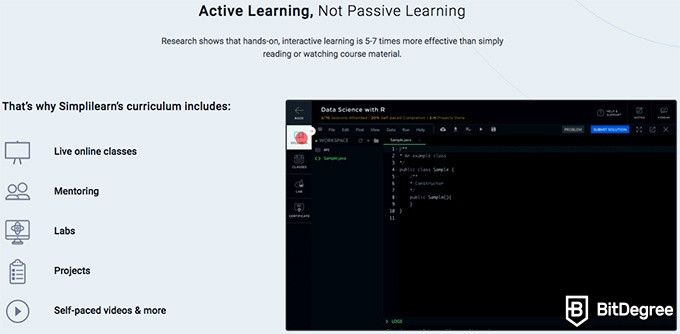 Simplilearn отзывы: активное обучение.