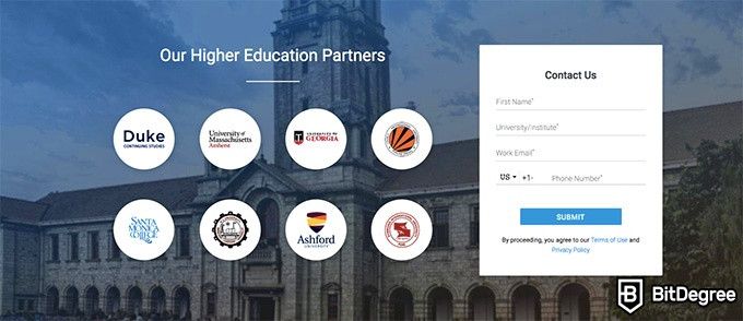 Simplilearn reviews: higher education partners.