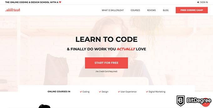 Skillcrush review: the homepage.