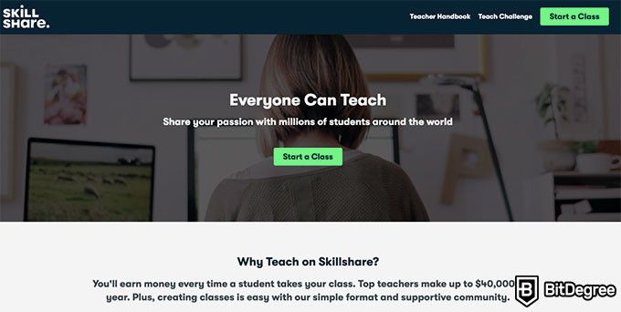 How to become a teacher: become an instructor on skillshare homepage