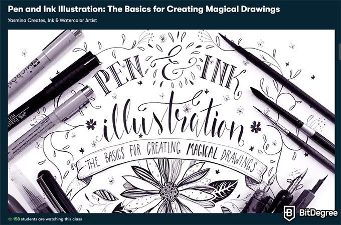 Cursos de Desenho Skillshare: Ilustrações de caneta e tinta.