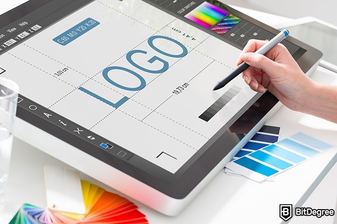 Skillshare Graphic Design: logo being created on a tablet.