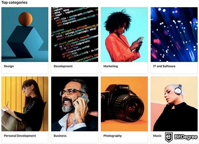 Skillshare và Udemy: Các danh mục hàng đầu của Udemy.