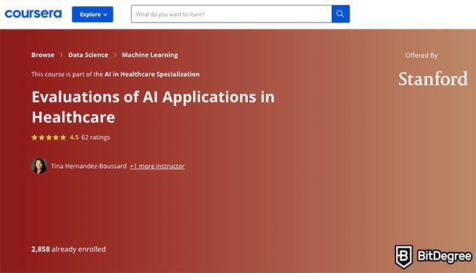 Stanford AI course: Evaluations of AI Applications in Healthcare.