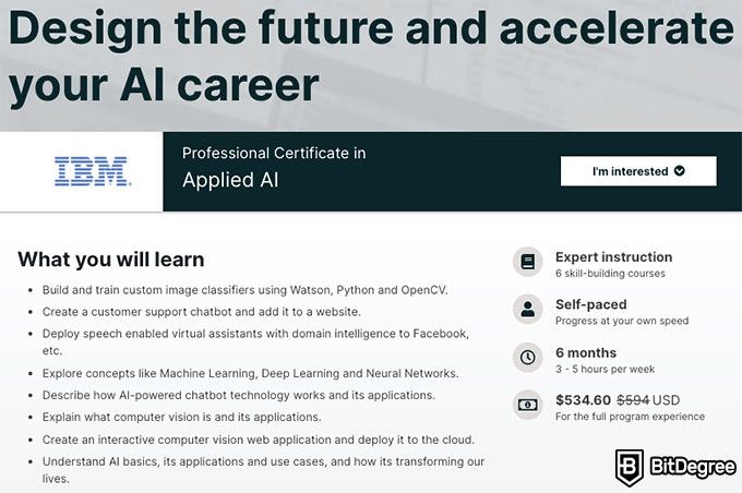 Stanford AI course: Professional Certificate in Applied AI.