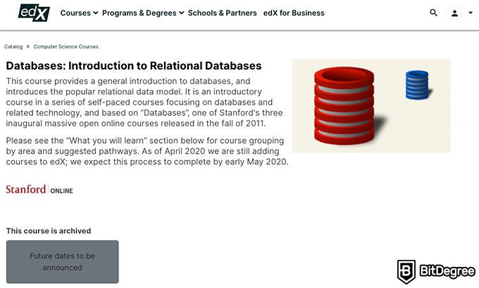 Stanford database course: Introduction to Relational Databases.