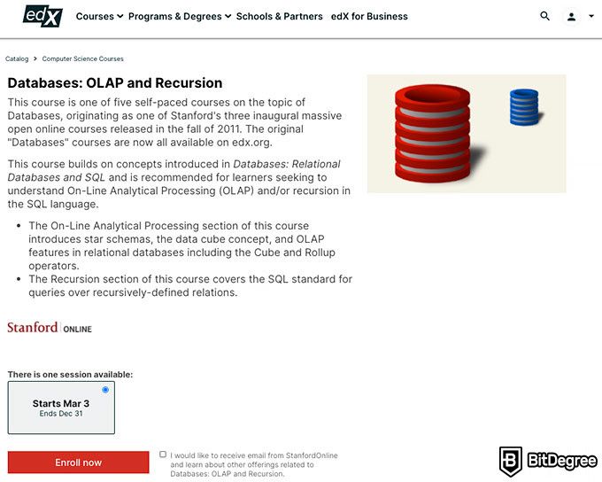 Stanford database course: OLAP and Recursion.