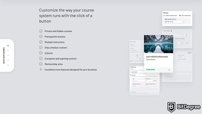 Análise do Thinkific: customização do sistema de cursos.
