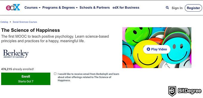UC Berkeley online courses: The Science of Happiness course.
