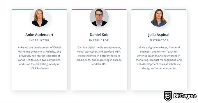 Udacity Digital Marketing: instructors of the course.