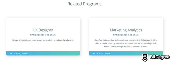 Pemasaran digital Udacity: program terkait.