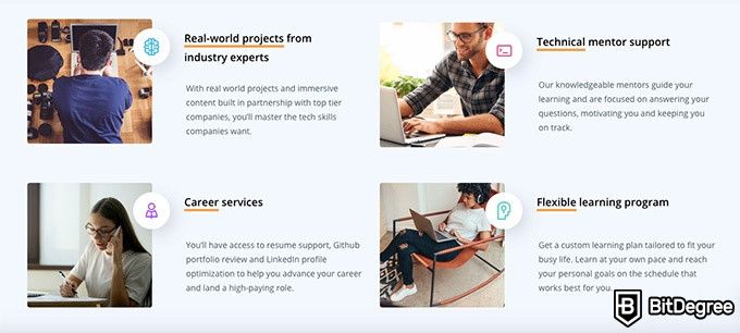 Udacity Front-End Nanodegree: features of a Nanodegree.