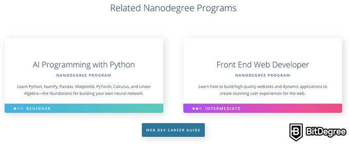 Udacity Full-Stack Web Developer: related Nanodegree programs.
