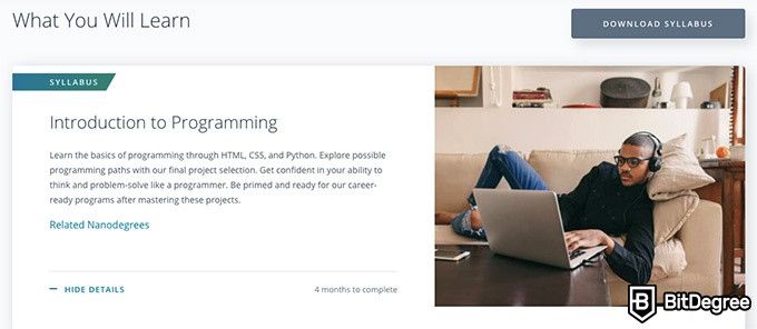 Udacity Intro to Programming: what you will learn.