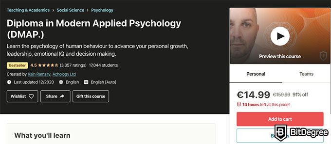 Psychology courses: udemy diploma in modern applied pscyhology