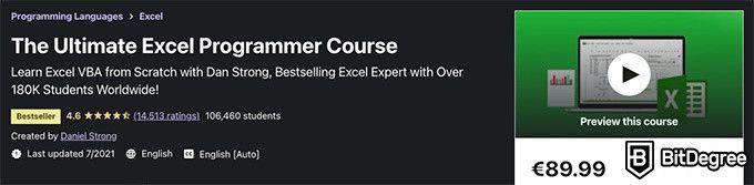 Udemy Excel: Ultimate programmer's course