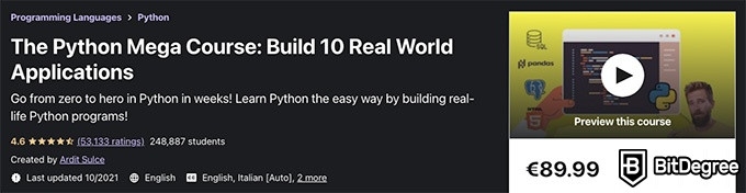 Udemy Python Course: Python Mega Course
