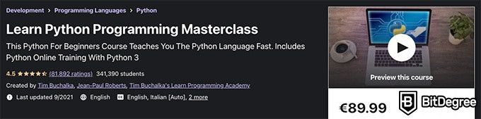 Udemy Python Course: Python Programming Masterclass
