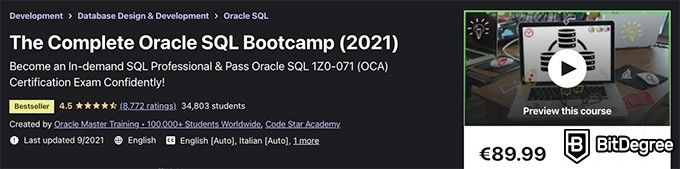Khóa học Udemy SQL hàng đầu: Hoàn thành Oracle SQL Bootcamp.