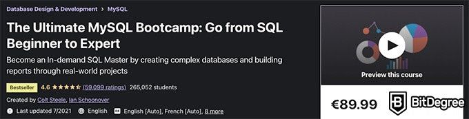 Курсы Udemy SQL: универсальный подготовительный лагерь MySQL.
