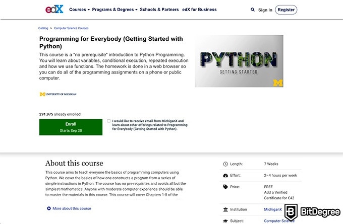Kursus online universitas michigan: Pemrograman untuk semua orang.