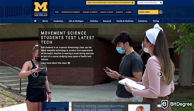 University of Michigan online courses: homepage.