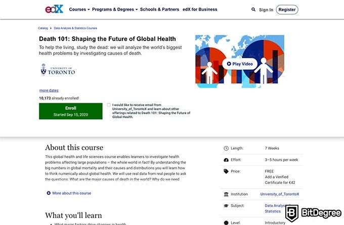 University of Toronto online courses: Death 101: Shaping the Future of Global Health.