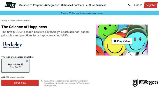 Yale happiness class: The Science of Happiness.