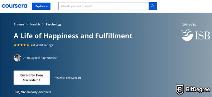 Curso de Felicidade de Yale: Uma vida de felicidade e realização.