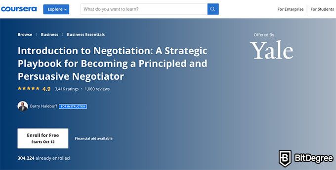 Cursos Online Yale: Introducción a la Negociación.