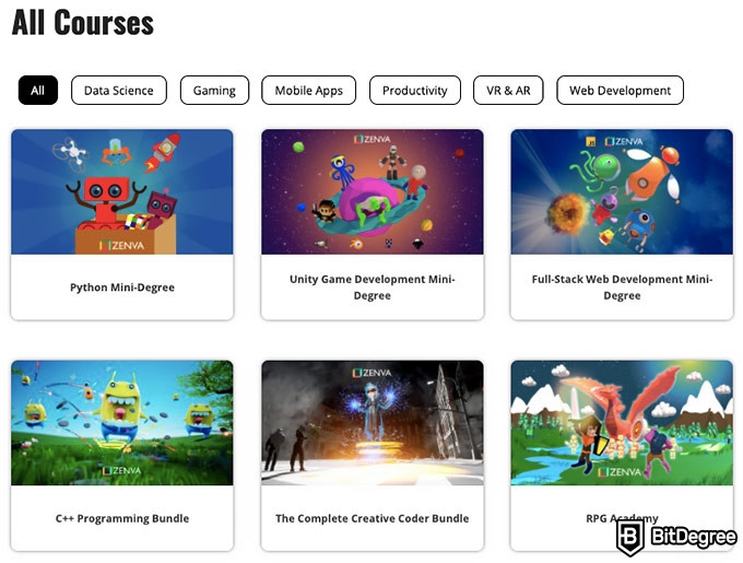 Zenva reviews: all courses.