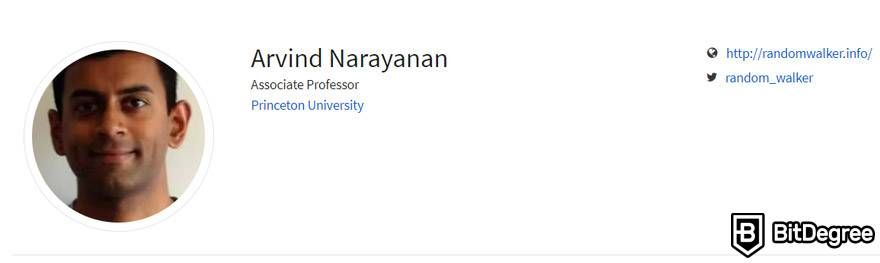 Best crypto trading course: instructor Arvind Narayanan on Coursera.