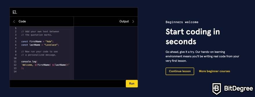 Codecademy review: start coding in seconds.